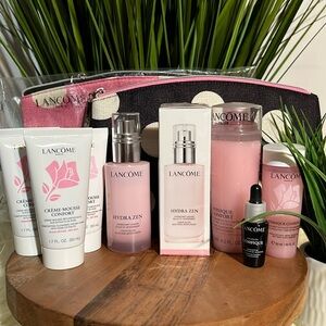 Lancôme Skincare and Makeup Set with Pink and Black Bag